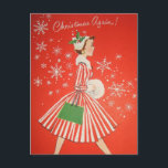 Carte postale de Vintage<br><div class="desc">"Christmas Again" Carte postale de Noël rétro Vintage. Ce Noël envoie vos voeux chaleureux à vos amis et à votre famille avec cette carte postale.</div>