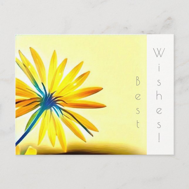 Carte postale de vœux avec fleur jaune (Devant)
