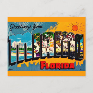 Carte postale de vœux colorée de Miami Floride