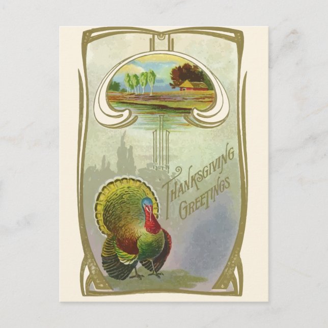 Carte postale de voeux d'action de grâces vintage (Devant)