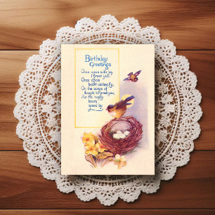 Carte postale de vœux d'anniversaire vintage début