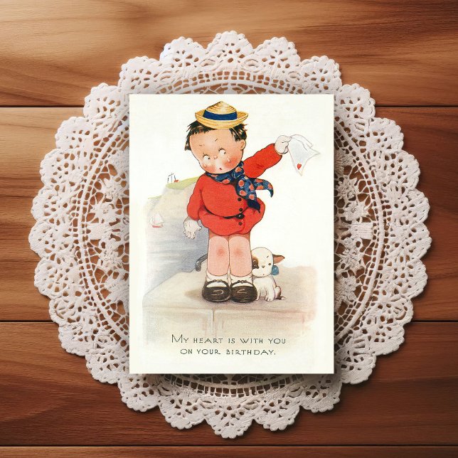 Carte postale de vœux d'anniversaire vintage début (Créateur téléchargé)