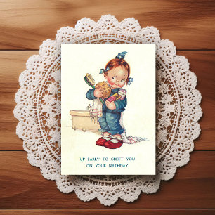 Carte postale de vœux d'anniversaire vintage début