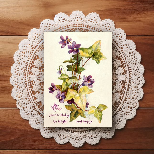 Carte postale de vœux d'anniversaire vintage début (Créateur téléchargé)
