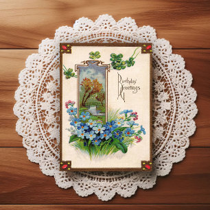 Carte postale de vœux d'anniversaire vintage du dé
