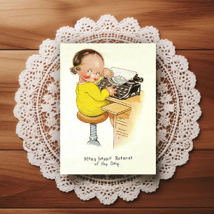 Carte postale de vœux d'anniversaire vintage du dé