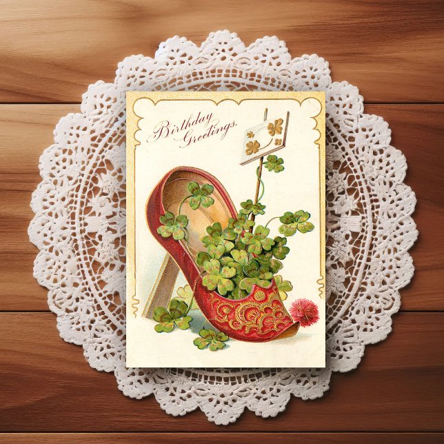 Carte postale de vœux d'anniversaire vintage du dé (Créateur téléchargé)