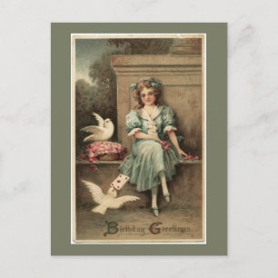 Carte postale de voeux d'anniversaire Vintage Girl