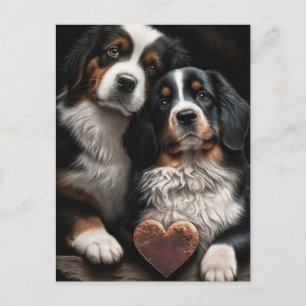 Carte postale de voeux de Chiens de Saint-Valentin