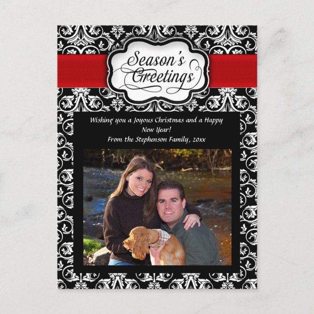 Carte postale de voeux de la saison Black/Red/Whit (Devant)