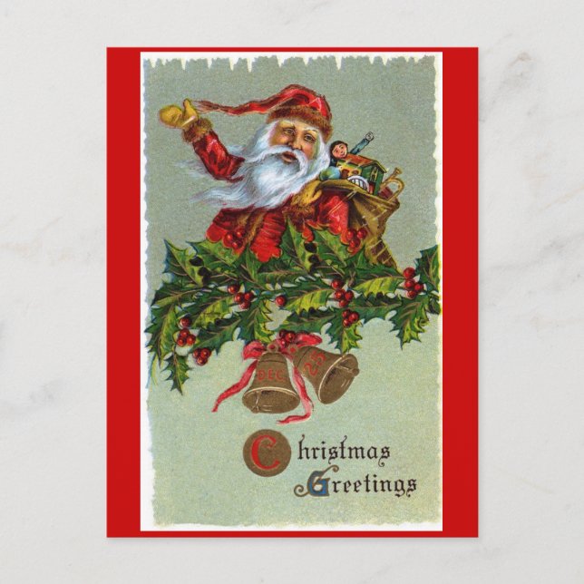 Carte postale de voeux de Noël du Père Noël (Devant)