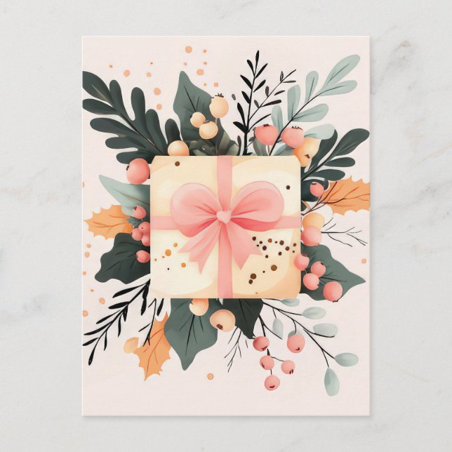 Carte postale de voeux de Noël festive et élégante (Devant)