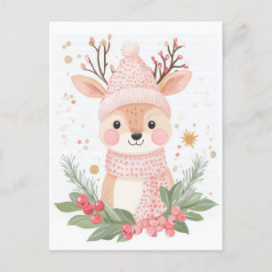 Carte postale de voeux de Noël festive et mignonne