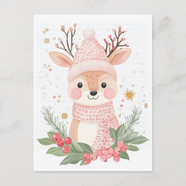 Carte postale de voeux de Noël festive et mignonne (Devant)