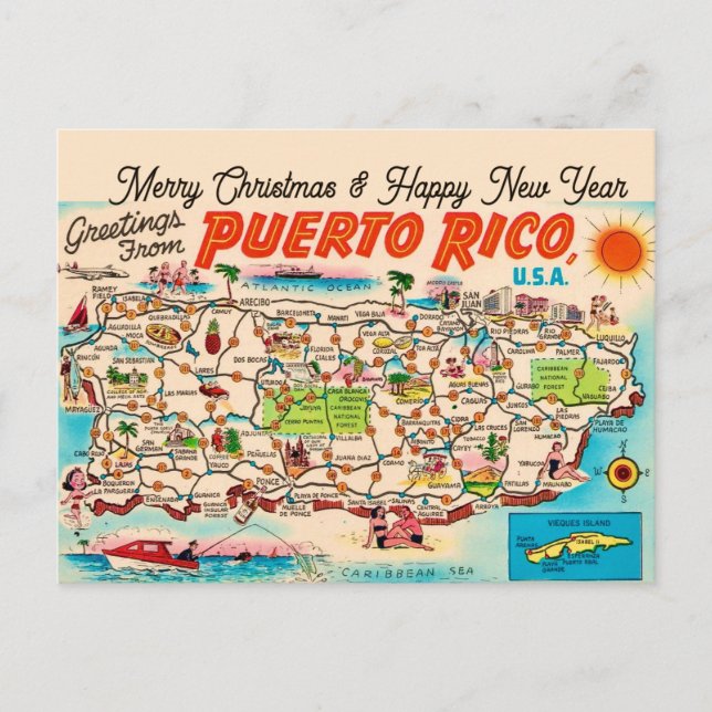 Carte postale de voeux de Noël Porto Rico (Devant)