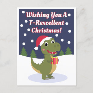 Carte postale de voeux de Noël T-rex
