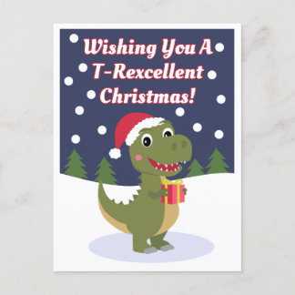 Carte postale de voeux de Noël T-rex