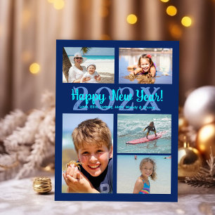 Carte postale de vœux de Nouvel An familial multi-