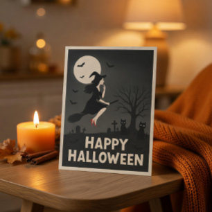 Carte postale de voeux pour Halloween sorcière éff