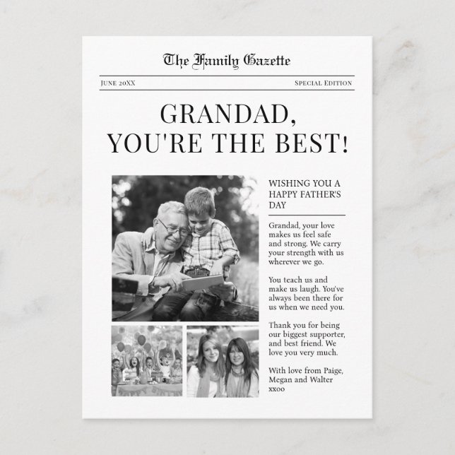 Carte postale de vœux pour la fête des pères pour  (Devant)