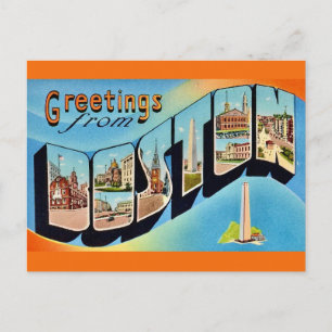 Carte postale de vœux rétro Boston