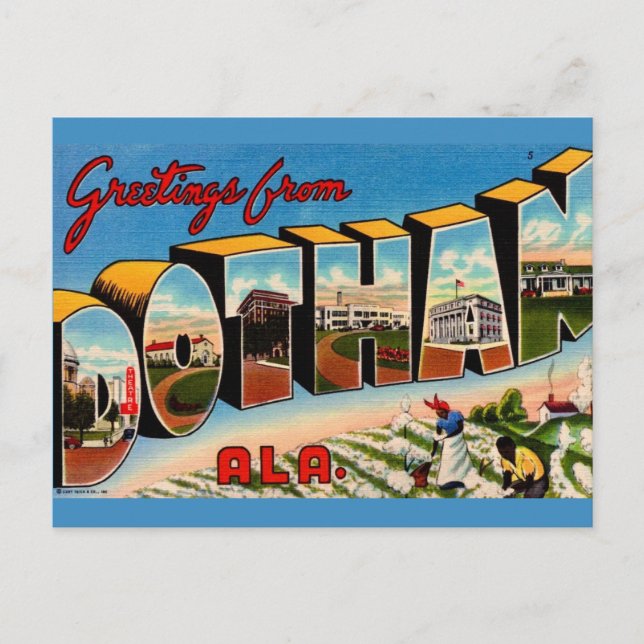 Carte postale de voeux rétro de Dothan AL (Devant)