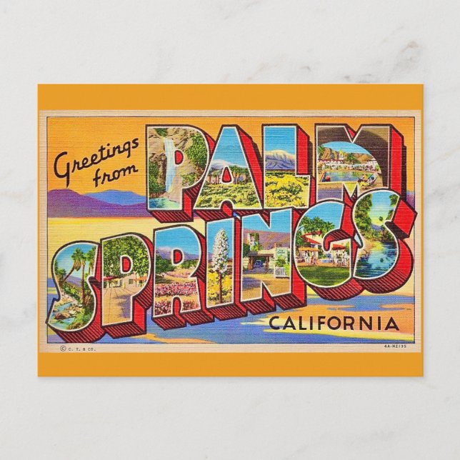 Carte postale de voeux rétro Palm Springs (Devant)