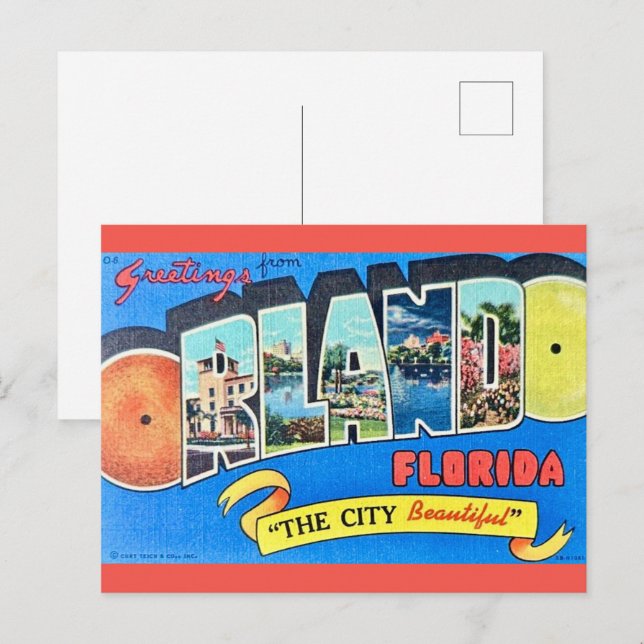 Carte postale de vœux vintage d'Orlando (Devant / Derrière)