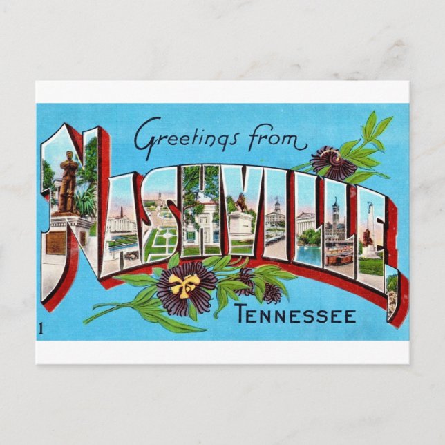 Carte postale de voeux vintage Nashville (Devant)
