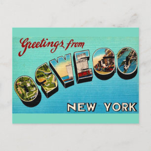 Carte postale de vœux vintage Oswego NY