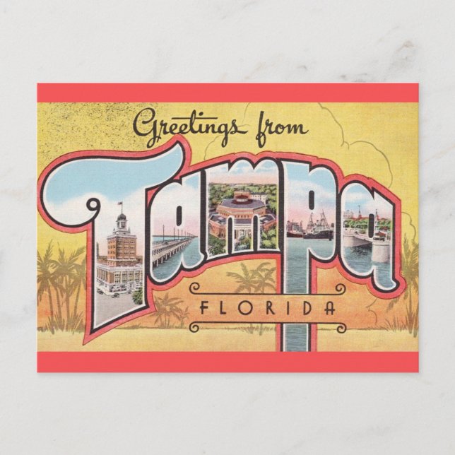 Carte postale de voeux vintage Tampa Floride (Devant)