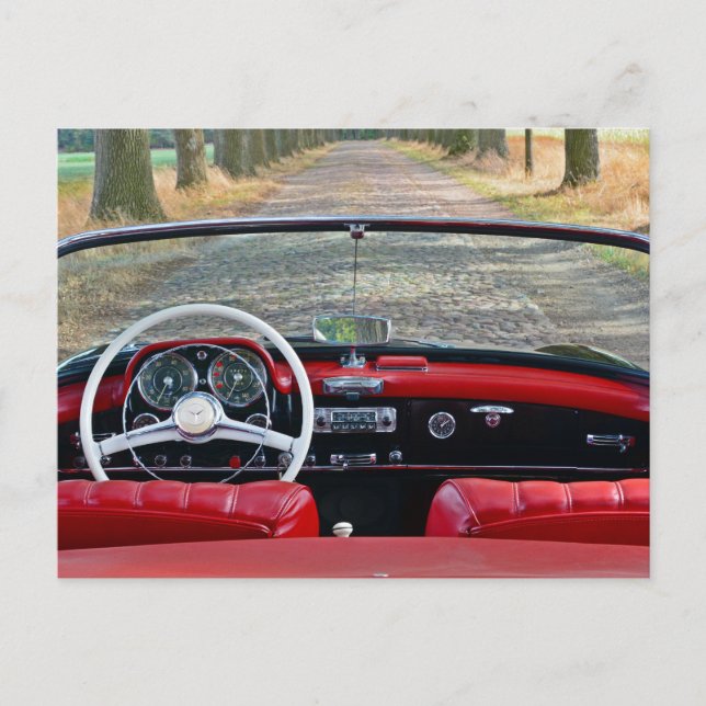 CARTE POSTALE DE VOITURE DE SPORT ROUGE DECAPOTABL (Devant)