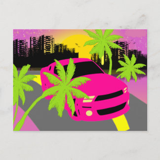 Carte postale de voiture rose chaud