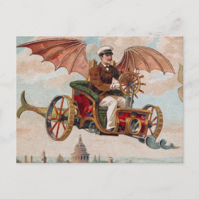 Carte postale de voiture volante steampunk (Devant)