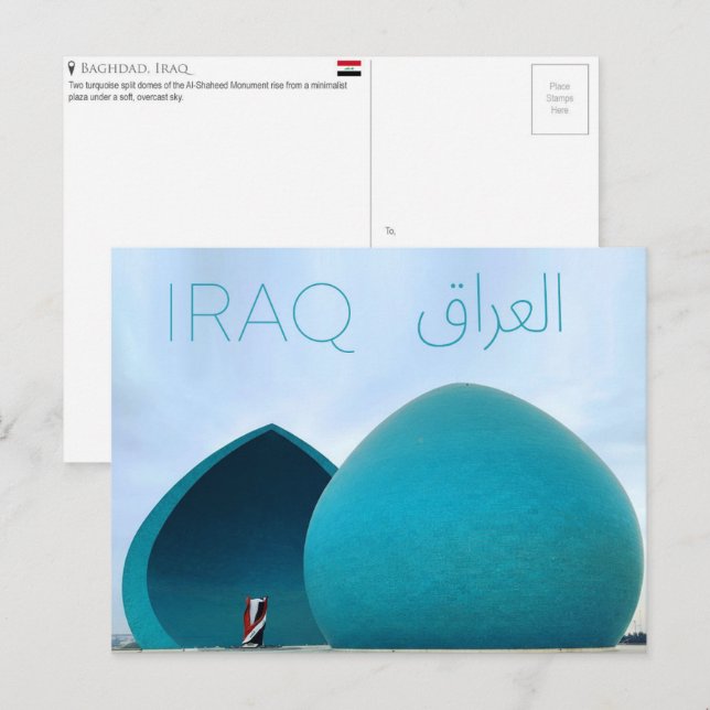 Carte postale de voyage à Bagdad, Irak (Devant / Derrière)