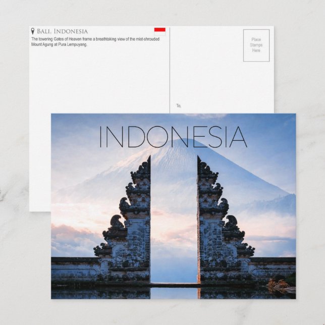 Carte postale de voyage à Bali, Indonésie (Devant / Derrière)