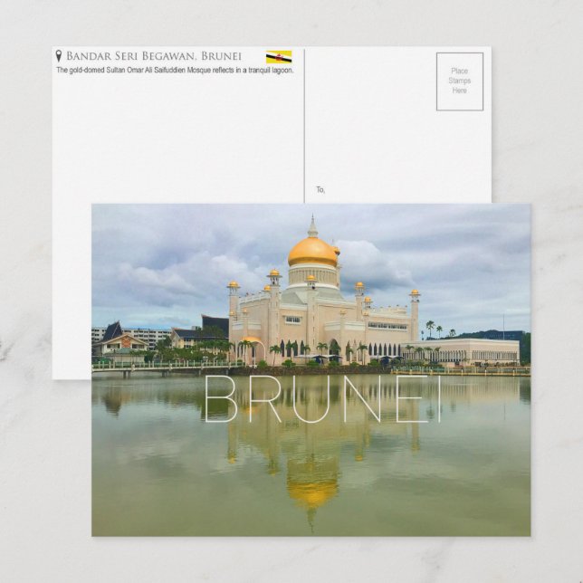 Carte postale de voyage à Bandar Seri Begawan, Bru (Devant / Derrière)