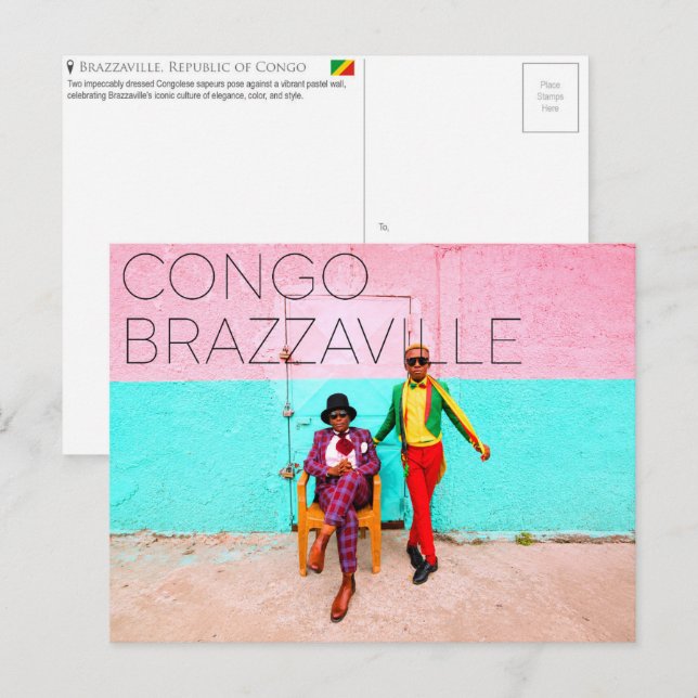 Carte postale de voyage à Brazzaville, République  (Devant / Derrière)
