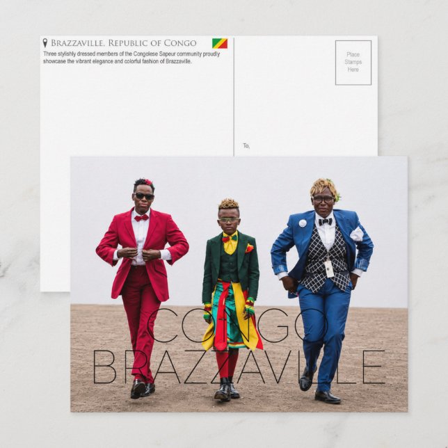 Carte postale de voyage à Brazzaville, République  (Devant / Derrière)