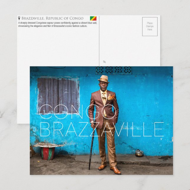 Carte postale de voyage à Brazzaville, République  (Devant / Derrière)