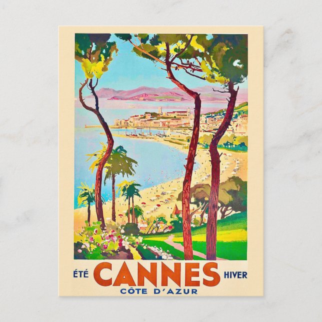Carte postale de voyage à Cannes France (Devant)