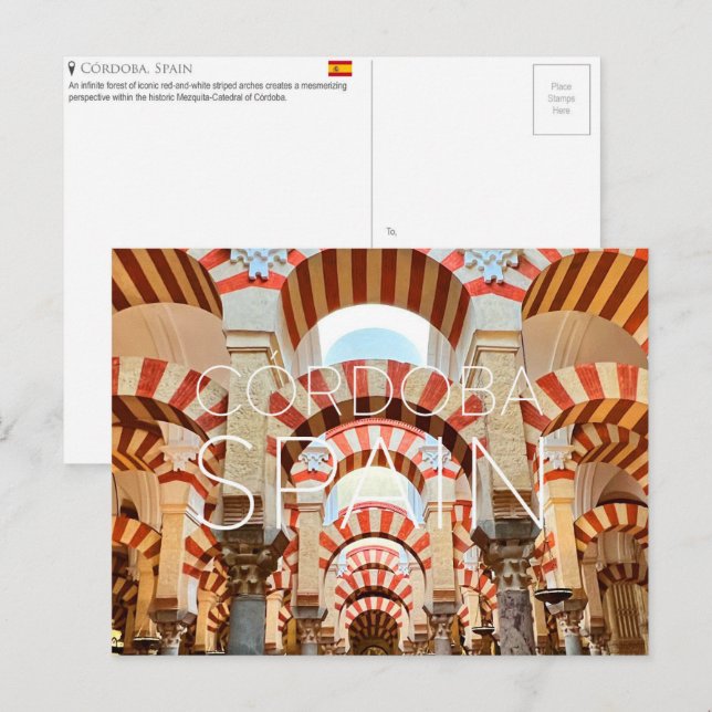 Carte postale de voyage à Cordoue, Espagne (Devant / Derrière)