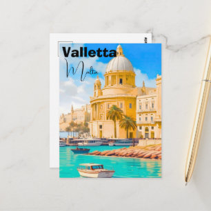 Carte postale de voyage à La Valette, Malte, La Va