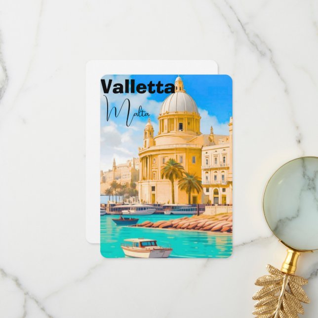 Carte postale de voyage à La Valette Malte, La Val (Devant/Arrière en situation)