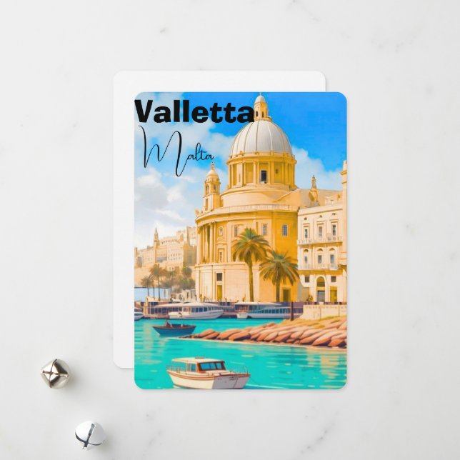 Carte postale de voyage à La Valette Malte, La Val (Devant/Arrière en situation)