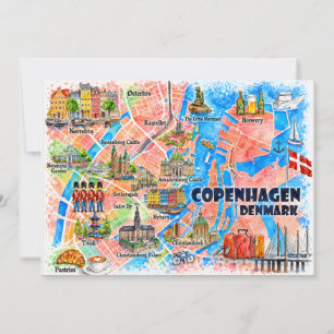 Carte postale de voyage à l'aquarelle de Copenhagu