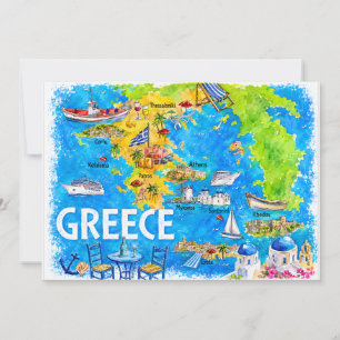 Carte postale de voyage à l'aquarelle de Grèce