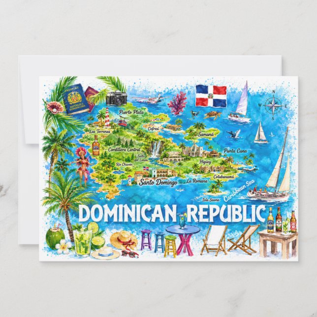 Carte postale de voyage à l'aquarelle de la Républ (Devant)