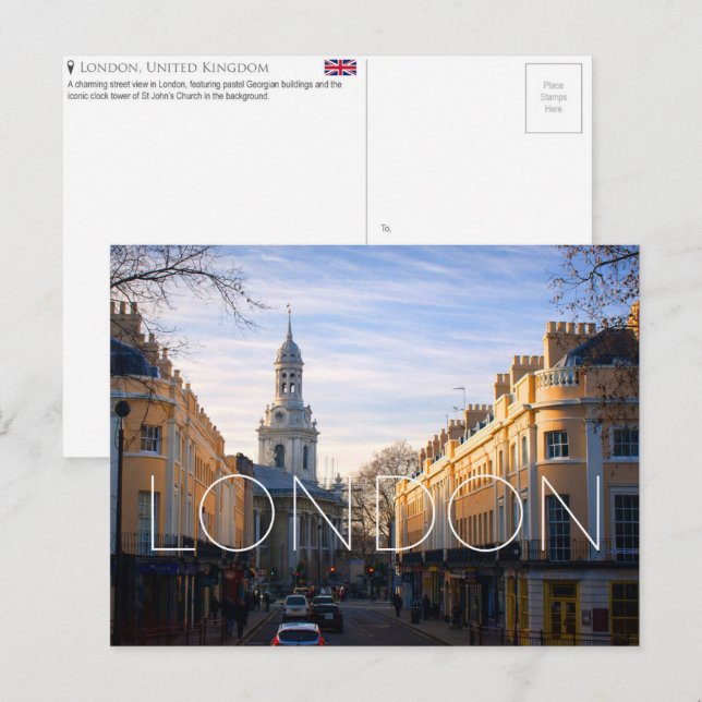 Carte postale de voyage à Londres, Royaume-Uni (Devant / Derrière)