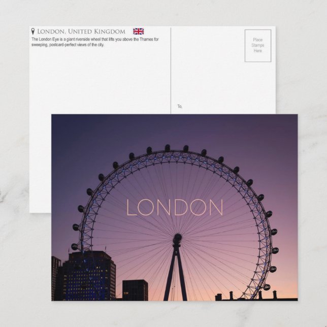 Carte postale de voyage à Londres, Royaume-Uni (Devant / Derrière)
